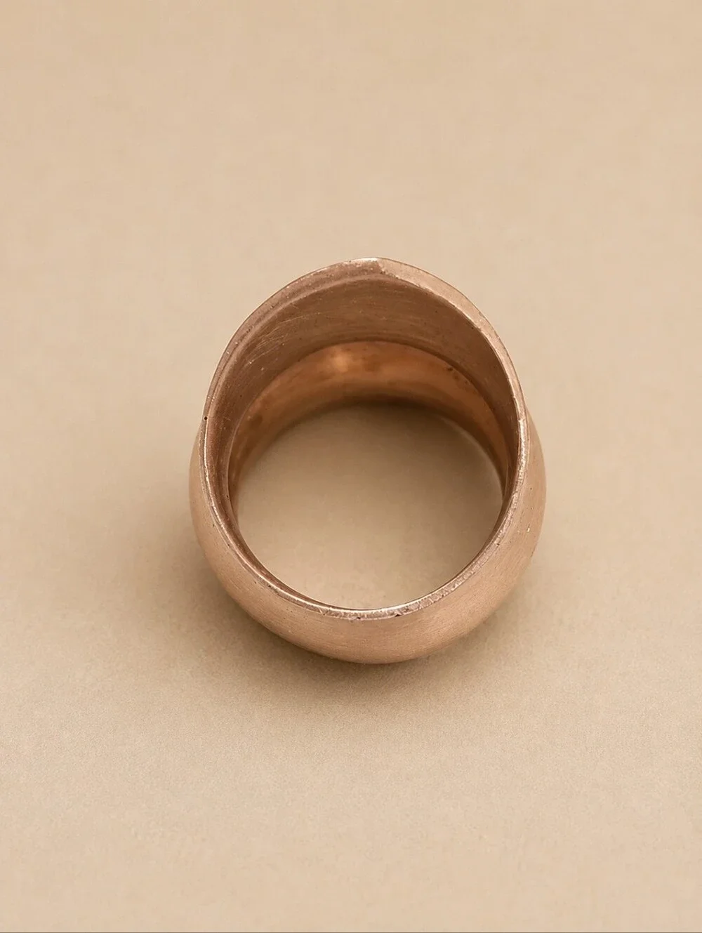 Matte Gold Sculptural Statement Ring Size 5.5 | Modern Abstract Wide Band